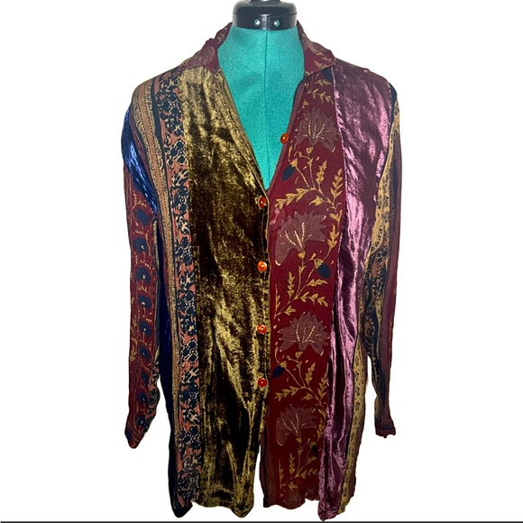 Chicos Private Edition Tops - Vintage patchwork button down long sleeve shirt